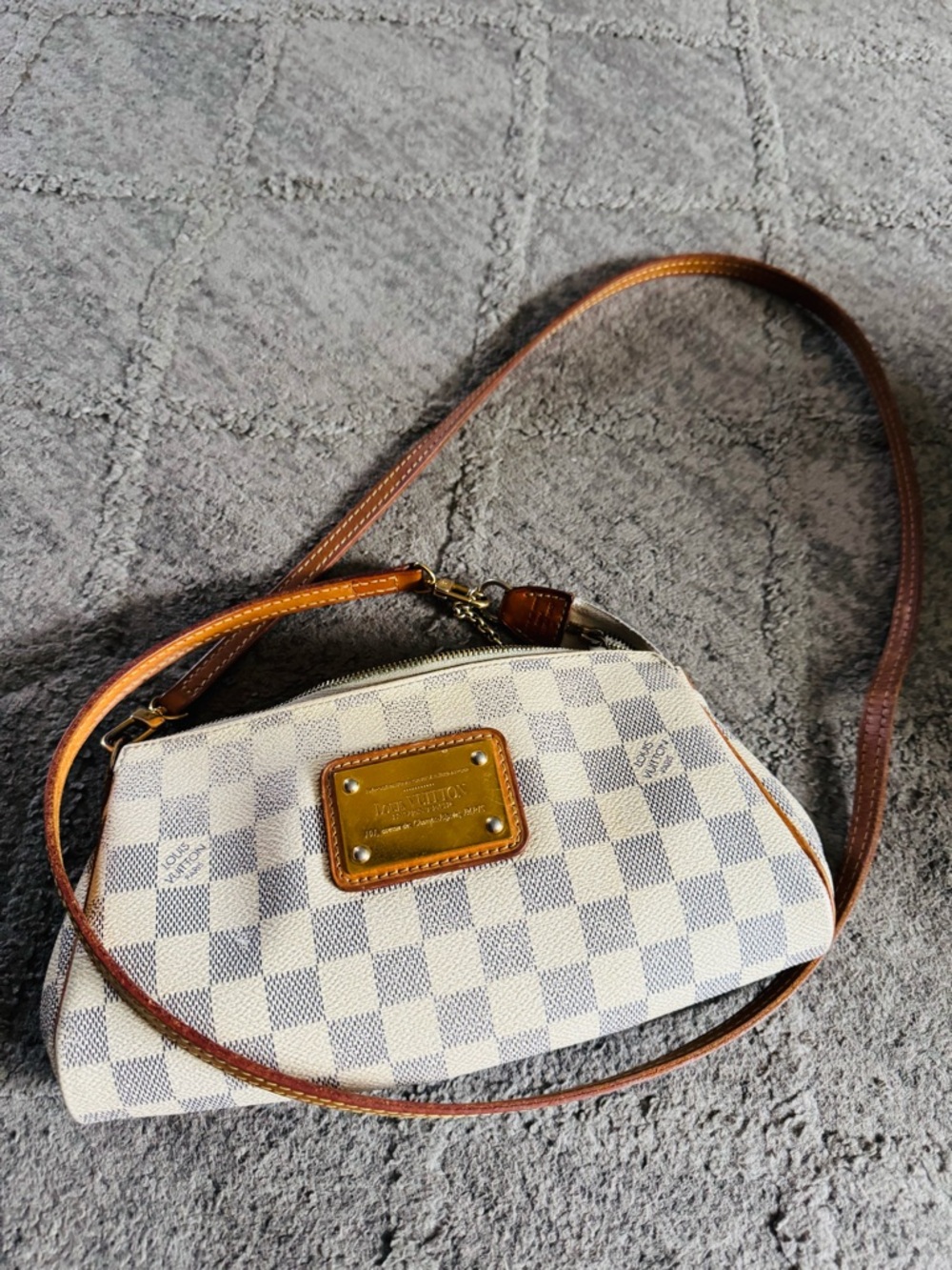 Louis Vuitton Damier Azur Small Crossbody in Cream and Brown